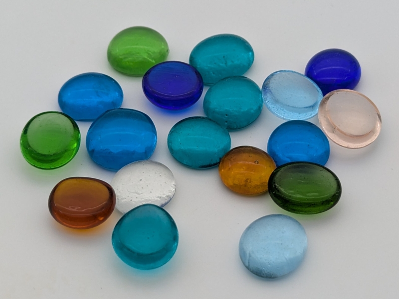 Glasnuggets bunter Mix transparent 15-17 mm/1 kg